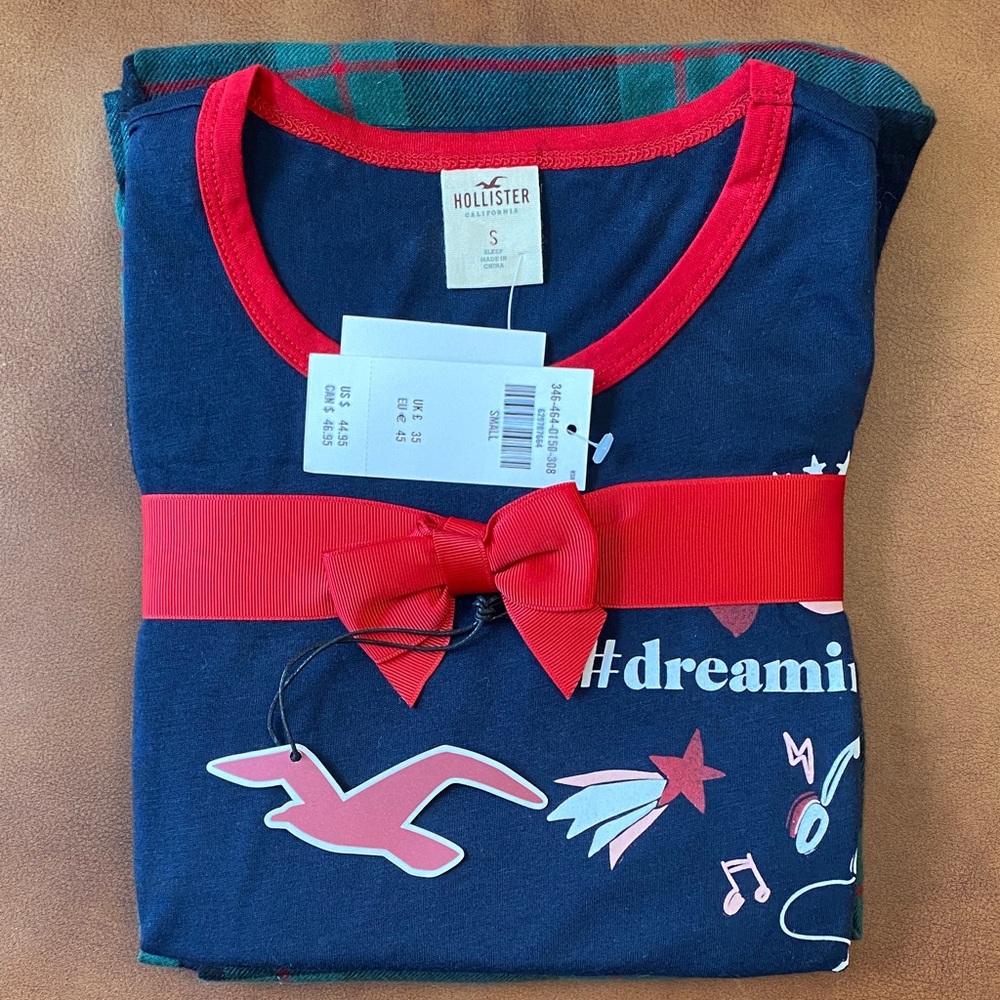 Hollister Blue and Red Graphic Pajama Set